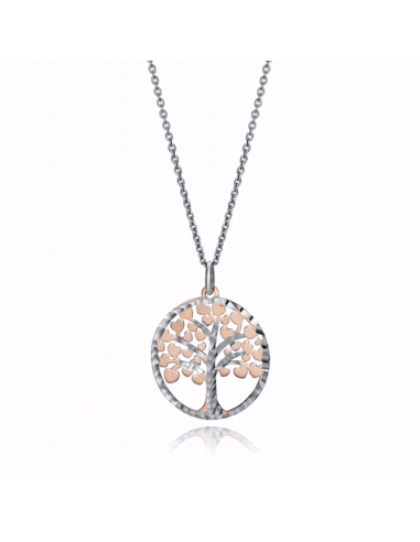 Collar de plata bicolor con árbol de la vida, un símbolo de conexión y amor perfecto para San Valentín.