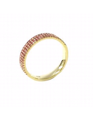 Anillo de plata de ley con baño de oro y circonitas rosas, ideal para regalar en Navidad de Joyería Canal.