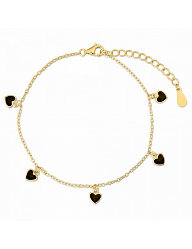 Pulsera de plata chapada en oro con corazones esmaltados de Joyería Canal.