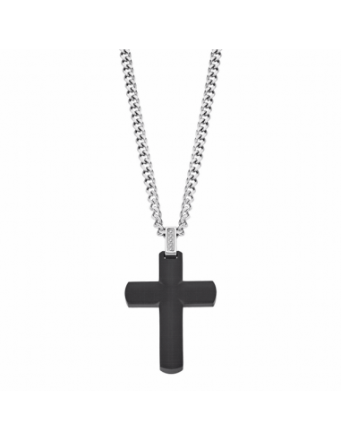 Collar Hombre Acero Ip Negro Lotus...