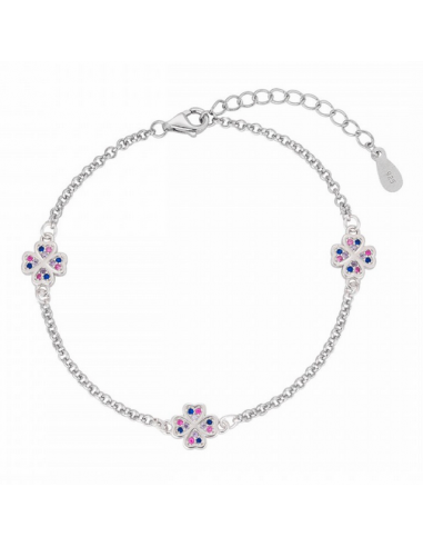 Pulsera Plata de Ley rodiada. Cadena...