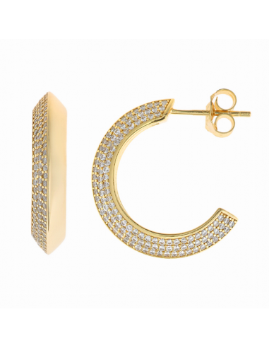 Pendientes de plata de ley con baño de oro y diseño de media criolla de Joyería Canal.
