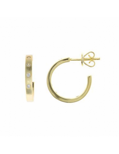 Pendientes en forma de aro de plata de ley bañado en oro mate y circonitas de la marca Salvatore para mujer 