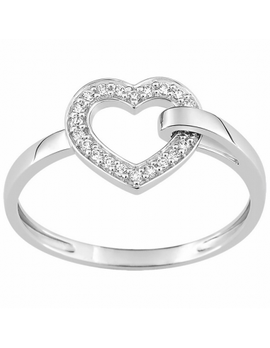Sortija Oro Blanco. Corazón cuajado...
