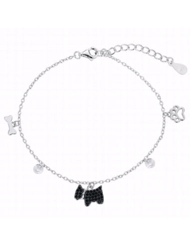 Pulsera Plata.Perrito de Circonitas...