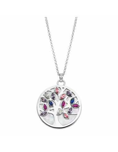 Collar de plata de ley con árbol de la vida y detalles de nácar colorido de Joyería Canal.