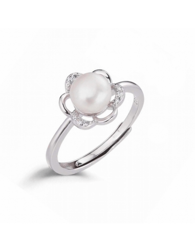 Anillo Plata Rodiada. Ajustable. Flor...