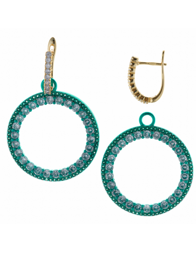 Pendientes Plata Chapada Oro y Verde....