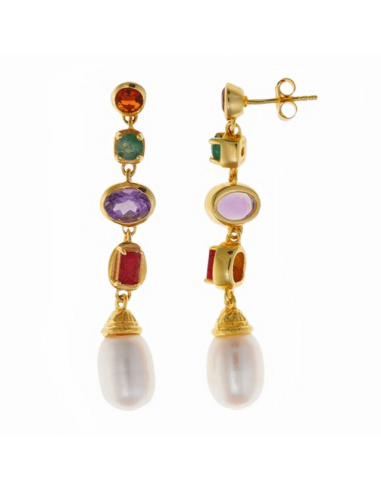 Pendientes Plata Chapada Oro.Cuarzo...