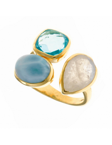 Anillo Plata Chapada Oro.Piedra...