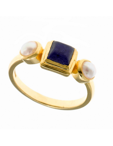 Anillo Plata Chapada Oro. Sodalita...