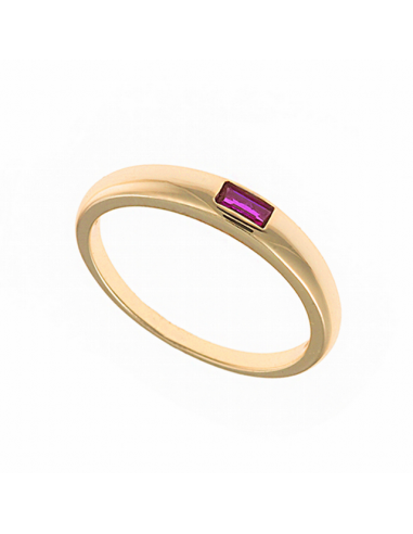 Sortija de la marca Salvatore de plata chapada en oro con decoración de circonita color rubí para mujer 