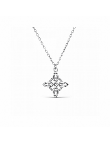 Collar de plata rodiada con diseño de nudo de bruja de Joyería Canal.