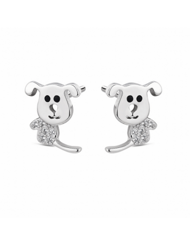 Pendientes Plata rodiada. Perros con...