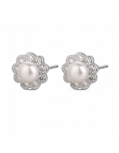 Pendientes Plata rodiada. Flor de...