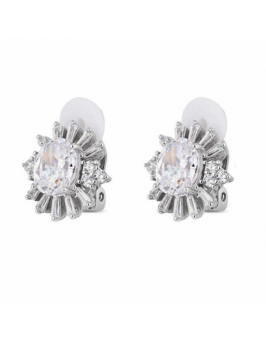 Pendientes de plata rodiada.Flor con...
