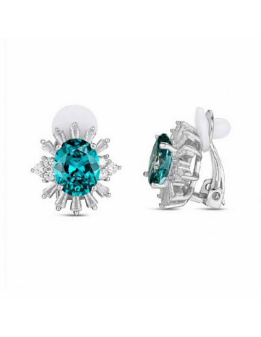 Pendientes de plata rodiada. Flor con...