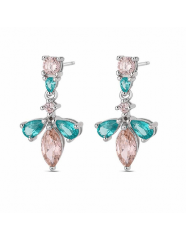 Pendientes de plata rodiada.Hojas de...