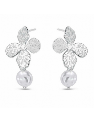 Pendientes de Plata rodiada. Hojas...