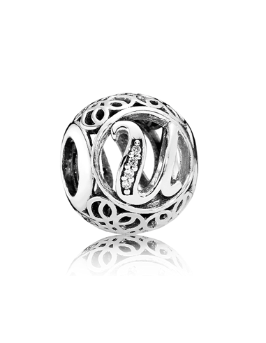 Charm de plata Pandora con forma de letra U de Joyería Canal.