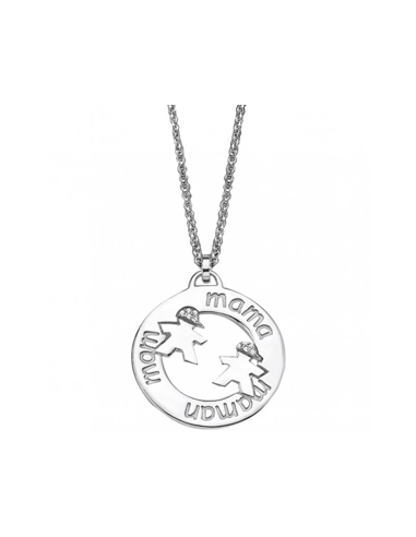 Colgante de plata Lotus Silver con circonitas y mensaje familiar, ideal para un regalo lleno de significado.