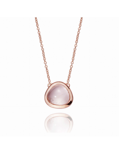 Collar de plata de ley con baño de oro rosa y colgante de cuarzo rosa de Joyería Canal.