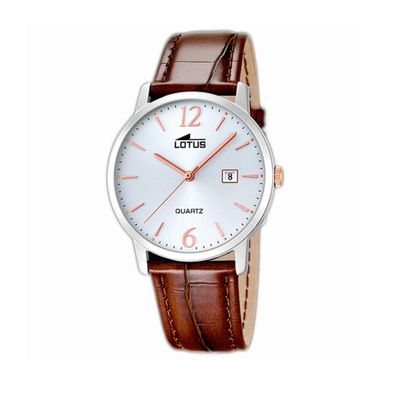 Reloj hombre Lotus clásico con correa de piel marrón